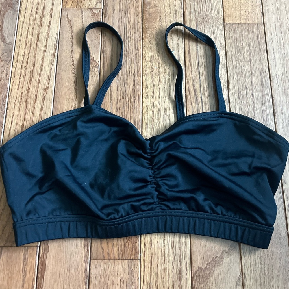 balera Black Ruched Dance Bralette with Thin Straps